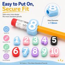 10/30/50 PCS Colorful Number Pencil Toppers Silicone Pencil Caps 1-30 Side Entry Pencil Labels For Students Teachers Classroom Organization - Multicolor - View 10