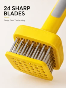 3PCS Meat Tenderizer - Stainless Steel Needle Tenderizer Beef, Pork & Chicken, Ergonomic Grip Handle, Kitchen Tender Meat - Yellow - View 5