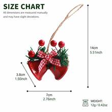 1pc Christmas Holiday Decoration Double Bell Christmas Tree Pendant Handmade DIY Accessory Metal Bell Hanging Ornament - 1PC - View 1