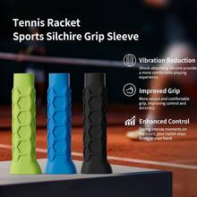 Non-Slip Silicone Tennis Racket Grip Cover, Shock-Absorbing Honeycomb Grip Sleeve, Enhanced Control And Comfort - Multicolor - View 2