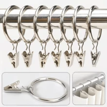 6/9/12/15/18/20Pcs Silver Curtain Rings With Clips, Inner Diameter 2.5cm/0.98inch, Multi-Functional Hooks For Hanging Curtains, Bows And Hats, Suitable For Various Rod Sizes, Perfect For Home Decor - Multicolor - View 4