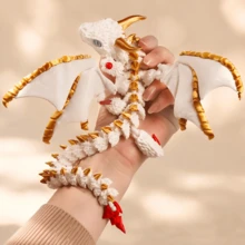1pc New 3D Printed Double-Horned Dragon Toy, Flexible Multi-Joint Laser Gradient Color Figurine, Ideal Surprise Gift For Birthday, Christmas, Halloween, Easter And Gamers - Multicolor - View 4