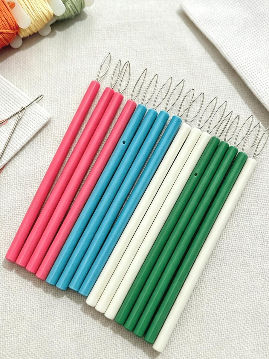 8.8cm Extended Handle Plastic Needle Threader, Easy To Operate And Labor-Saving, Suitable For Seniors And People With Poor Eyesight To Easily Thread Needles, Ideal For Daily Home Clothing Repair And Sewing - Extended Plastic Thread Threader - View 1