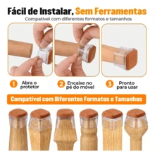 Protetor De Cadeira 16/32 Peça Silicone Móveis Pé De Mesa Qu Quadrado Médio 32 Unidades - Redondo Grande 32 Unidades - Visão 2