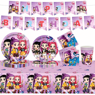 Multi-Piece Anime Theme Party Set, Suitable For 10 People, Disposable Birthday Party Tableware Including Plates, Cups And Napkins. Holiday Decoration Supplies, Suitable For Camping, Picnic, Backyard BBQ And Party Decoration, Also Ideal Decoration For Halloween, Christmas And Party, And A Great Surprise Gift For Fans.