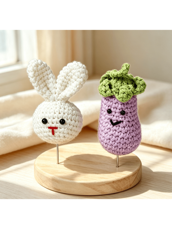 3/10 piezas Soporte de exhibición de muñeca/figurina de crochet con base de madera y doble aguja, Soporte de exhibición de trabajo de crochet, Adecuado para decoración del hogar, juguetes, coleccionables y modelos en miniatura