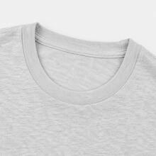 Women's Cotton T-Shirt, "Travel Is My Relax" Letter,Airplane & Heart Print,Loose Round Neck Short Sleeve Tee,Breathable For Summer Daily Wear - 淺灰色 - 查看 2