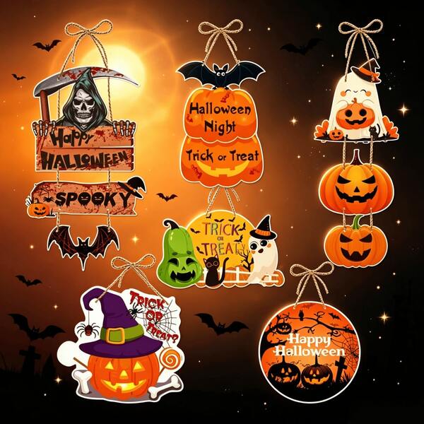 1pc Multi Item Party Favor Packs, Party Supplies Halloween Party Decoration Witch Skeleton Pumpkin Door Hanging Doorplate