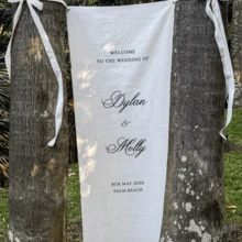 1pc Personalized Linen Texture Wedding Seating Chart, Large Directional Banner And Table Map, Custom Wedding Reception Welcome Poster, Elegant Floral Decoration - Multicolor - View 4