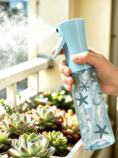 Summer Shell Ocean Pattern Blue Transparent Pet Outdoor Watering Can, Watering Can And Plant Sprayer, Multi-Functional Fine Mist Spray Bottle, Suitable For Outdoor Garden, Plant Spray Bottle, Indoor/Outdoor Gardening Fine Mist Watering Can, Travel And Business Trip, Makeup Remover Dispenser, Hair Styling Bottle, Spray Nozzle For Styling, Cleaning, Plant Care And Facial Moisturizing
