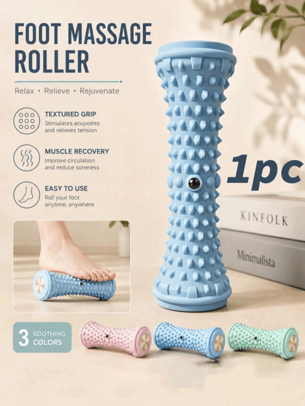1pc Foot Fascia Roller, Deep Tissue Massage Textured Surface Foot Massage Roller, Home Rolling Trainer, Manual Operation, Plastic Material Enhanced Foot Comfort, Suitable For Yoga And Fitness Enthusiasts, Home Fitness Experience, Yoga