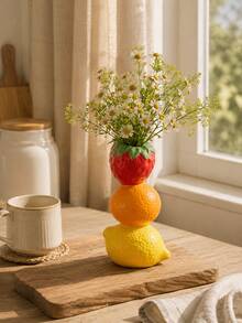 1pc Creative Fruit & Vegetable Vase, Colorful Layered Strawberry, Lemon, Chili Or Garlic Flower Holder, Cute & Quirky Desktop Decor, Suitable For Kitchen, Dining Room, Windowsill, Coffee Bar, Housewarming Gift - Multiple Models - View 6