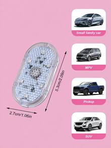 1//2/4pcs Car LED Ambient Lights, Footwell Lights & Interior Decor Lights. RGB Mini Wireless Stick-On Lights For Car Ceiling And Foot Area. First Use: Turn On The Switch And Charge Fully First(Random Style) - 彩色 - 查看 6