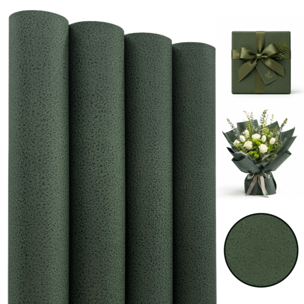 4pcs Embossed Solid Color Wrapping Paper, Premium Warm Tone Green Series Wrapping Paper, 44.5*76.2cm (17.5*30 Inches), 120g Thick Matte Premium Christmas Gift Wrapping Paper, Suitable For DIY Bouquets, Gift Boxes, Birthdays, Weddings, Parties And Holiday Packaging