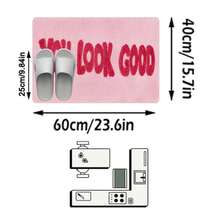 1pc Minimalist Solid Pink Faux Cashmere Letter Print Floor Mat, Soft Absorbent Machine Washable Kitchen Rug, Fresh Entrance Mat, Rectangular Low Pile Holiday Home Decor Mat, Suitable For Living Room, Bedroom, Kitchen, Laundry Room - Baby Pink - View 16
