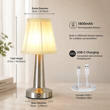 Rechargeable Smart Night Light, USB Charging Port, Touch Switch Control, 3-Color Light Switching, Stepless Dimming, Compact Metal Desk Lamp, Non-Slip Base Design, Suitable For Bedroom/Living Room/Bathroom/Dining Room/Office Multi-Scene Lighting - Desk Lamp - View 10