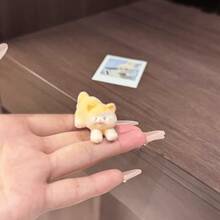 4pcs Cute Flocked Lying Kitten Snap Hair Clips, Adorable Cat Holding Fish Cartoon Barrettes, Kawaii Decorative Hair Pins For Girls - Multicolor - View 6