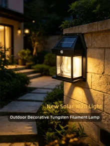 Wireless Solar LED Wall Light, 300mAh, IP65 Waterproof Corridor Light, 3 Modes And Motion Sensor, Suitable For Home Entrance, Garage Door, Garden Fence And Landscape Decoration - A - View 1