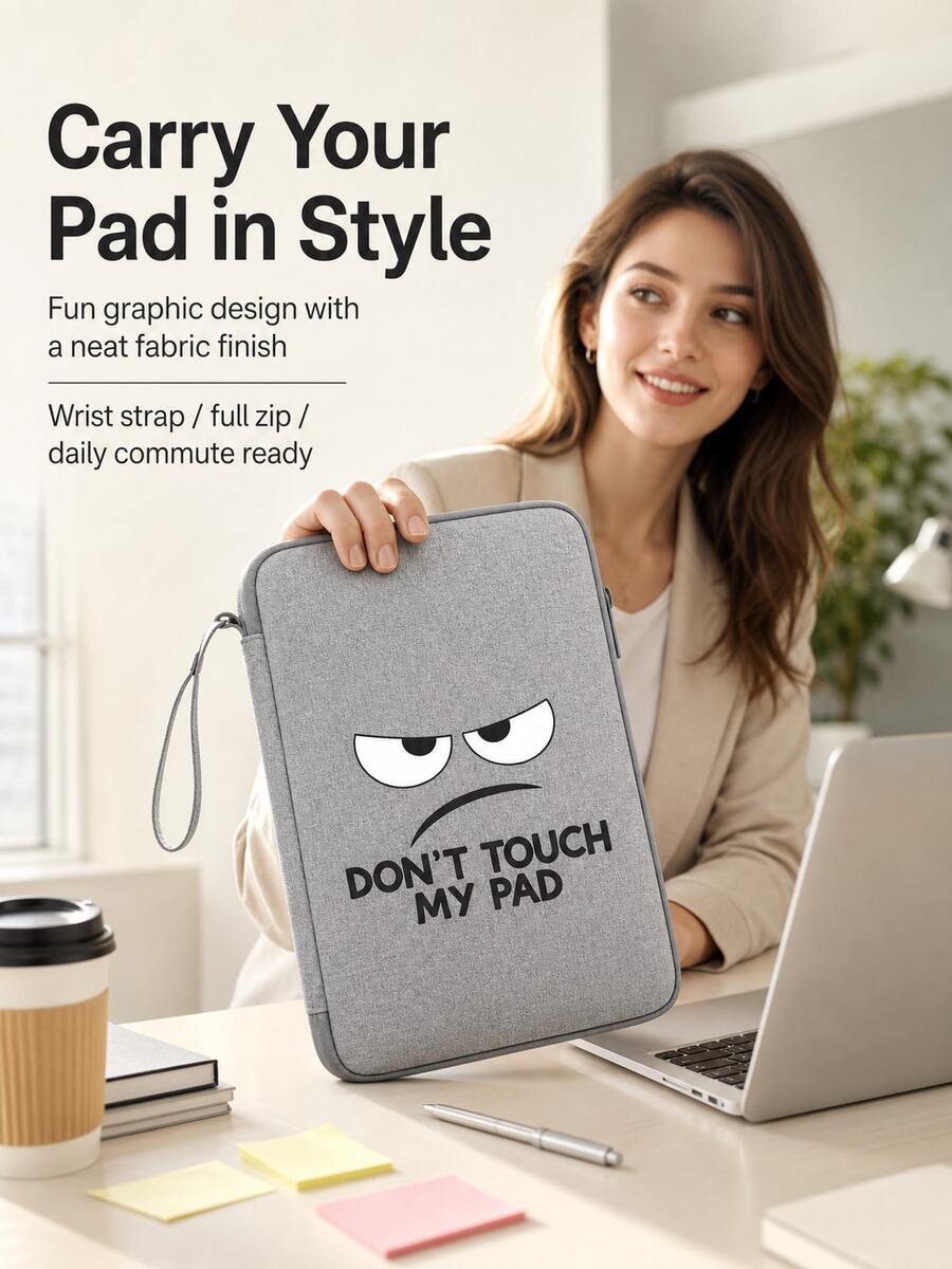 Don'T Touch My Pad Lanyard Portable Anti-Fall Anti-Shock Zipper Closure Easy Fashion 10.9Inch/12.9Inch For Ipad Pouch Daily Commute Office Universal - Multicolor - View 1