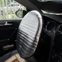 Silver Reflective Heat-Insulating Sun Shade Cover For Car Steering Wheel, Anti-Burn And Anti-UV Protection For Summer, Foldable And Portable Storage, Black Fine Edging, Suitable For Most Sedans And SUVs For Daily Parking Use - Steering Wheel Sun Visor - View 5