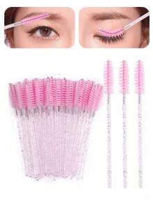 400/200/100/20Pcs Spoolies Mascara Wand And Lip Brush Disposable Lash Brushes For Eyelash Extensions, Lipstick Lip Gloss Wands Applicator Tool (Crystal Pink) - Pink - View 2