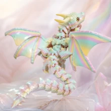 1pc New 3D Printed Double-Horned Dragon Toy, Flexible Multi-Joint Laser Gradient Color Figurine, Ideal Surprise Gift For Birthday, Christmas, Halloween, Easter And Gamers - Multicolor - View 5
