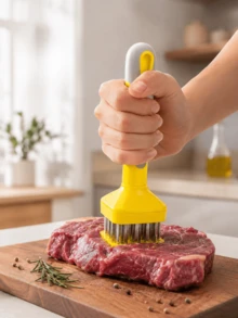 3PCS Meat Tenderizer - Stainless Steel Needle Tenderizer Beef, Pork & Chicken, Ergonomic Grip Handle, Kitchen Tender Meat - Yellow - View 1