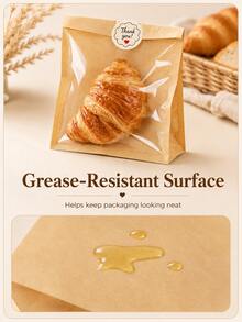 100PCS Bakery Bags With Clear Window, 7.5 X 7.1 In Kraft Paper Treat Bags With 100 Thank You Stickers, Christmas Gift And New Year Gift Making Bags For Bread, Cookies, Pastries, School Events, Small Business, Party Favors And Holiday Packaging - Brown - View 8