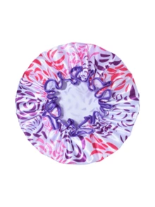 1pc Extra Large Women's Black & White Shower Cap, Double Layer PEVA Hair Cap, Shower Accessories - View 9