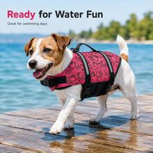 1pc Dog Life Jacket, Adjustable Chest And Neck, Tear-Resistant Pet Life Vest, Suitable For Small And Medium Dogs, Ideal For Boating And Swimming, High Buoyancy, Includes Easy-Carry Handle And D-Ring - Multicolor - View 6