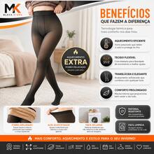 Calça Térmica Translúcida Aveludada Tamanho Único 32x99cm - Preta Inverno Quentinha - Preto - Visão 4