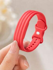 1pc Unisex Red Silicone Watch Band, Compatible With Google Air, Soft Silicone Replacement Strap, Casual Smartwatch Band, Minimalist Watch Band Accessory Compatible With Google Air, Fashionable Minimalist Smartwatch Band, Suitable For Daily Wear, Outdoor Activities, Parties, Etc., Fashionable Smartwatch Band, Great Gift For Friends, Family, Classmates, Suitable For Valentine's Day, Christmas, Back To School, Birthday Gifts - Red - View 4