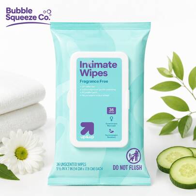 Feminine Wipes Fragrance Free Unscented Flushable Intimate Cleansing PH Balanced Plant Based Septic Hypoallergenic Alcohol Free Paraben Free Aloe Vera Vitamin E 36 Count Travel Resealable Pack Sensitive Skin Care