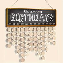 1 Set Wooden Birthday Reminder Calendar Board, Multi-Function Party Gift Set, Cute Back To School Classroom Decor, Birthday Tracking Board With Heart/Round Labels, Wall Hanging Birthday Calendar - Multicolor - View 1