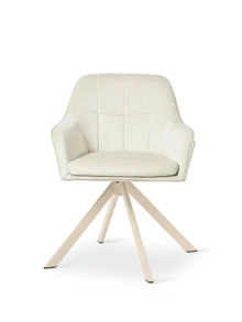 Goeurvant Modern Grid-Stitched Upholstered 360° Swivel Dining Chairs With Armrests And Removable Cushion For Dining Room, Living Room, Office - Set Of 2 / Set Of 4 / Set Of 6-Cream/Textured Fabric - /Chenille - View 7