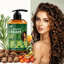 Creme Modelador de Cachos 10 em 1 - 9,46 Oz. Contém Alecrim, Óleo de Butternut, Óleo de Rícino e Outros Ingredientes Nutritivos, Controla Efetivamente o Frizz, Hidrata e Modela os Cabelos, Proporciona Fixação Elástica Duradoura. Adequado para Cabelos Ondulados e Cacheados: Volumizador, Hidratante, Brilhante, Elástico, Uma Escolha Ideal para Modelagem Diária - Traje formal - Visão 3