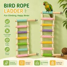 (Random Color Rope) 1pc Colorful Parrot Climbing Ladder Bird Toy, Sturdy Cage Perch, Suitable For Budgies, Cockatiels, Parrots Exercise Enrichment Decoration, Indoor Bird Cage Accessories - View 1