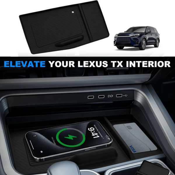 Center Console Wireless Charger Mat Compatible With L/E/X/U/S TX TX350/500h/550h+ 2024-2026 Center Console Wireless Charging Pad Accessories Black Silicone Pad Interior Accessories