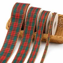 10 Yards Red And Green Plaid Ribbon With Luxurious Gold Edge Pattern, Suitable For Gift Wrapping, Holiday Celebrations, Making Bows, Wreaths And Other DIY Crafts - Gingham Ribbon - View 6