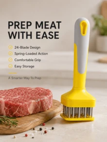 3PCS Meat Tenderizer - Stainless Steel Needle Tenderizer Beef, Pork & Chicken, Ergonomic Grip Handle, Kitchen Tender Meat - Yellow - View 6