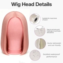 Adjustable Wig Stand 22 Inch Adjustable Reinforced Wig Stand With Canvas Mannequin Head | For Wigs, Cosmetology, Manikin Head Set - 粉色 - 查看 3