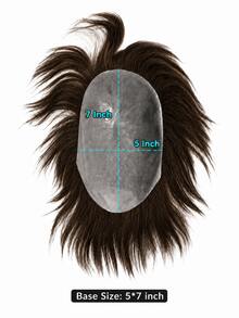 6 Inch Men's Hair Patch, 5x7 Mesh PU Wig Piece, Invisible Edge, Breathable Base, Durable And Secure Fixation, Soft And Easy To Style, Suitable For Hair Loss, Lightweight And Natural, Applicable For Casual, Formal And Outdoor Occasions - S4 - View 7