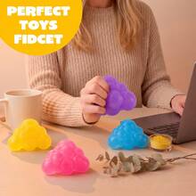 1pc Bright Cloud Shaped Squeeze Toy, Stress Relief And Sensory Play Fidget Toy, Cute Pocket Desktop Toy, Suitable For School Office Home Relaxation, Classroom Prizes, Party Favors, Children Teens Adults Birthday Christmas Easter Halloween Gifts - Multicolor - View 8