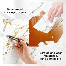 Brodark 1 Roll 40*300/1000cm Self-Adhesive Glossy Luxury Gold Marble Tile Wall Sticker, Peelable Foam Marble Wall Sticker - Waterproof, Moisture-Proof, Easy-Tear Wall Sticker, Suitable For Home Renovation, Kitchen, Bathroom, Background Wall, Office, Store Decoration, Etc., Residue-Free Removal, Seamless Edge Precision Splicing, Bathroom Waterproof Wall Sticker, Easy Installation, Home Decor Material - 40x300cm / 15.7x118in - View 10