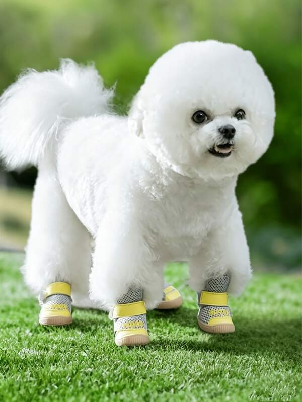 4 buah Sepatu Anjing, Pelindung Cakar, Sepatu Anjing, Pelindung Cakar Anjing, Bernapas, Cocok Untuk Penggunaan Dalam dan Luar Ruangan di Musim Panas