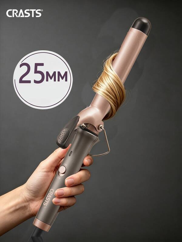 CRASTS Rizador de pelo de 25mm para rizos grandes y ondas grandes, rizo hacia adentro, rizo de flequillo estilo francés, rizador de pelo mini para estudiantes