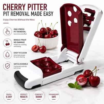 1PC Quick Release Multi Cherry Pitter & Strawberry Huller Reusable Pitting Kitchen Gadget - Fruit Core, Fruit Pit, Hawthorn Core, Cherry Pit