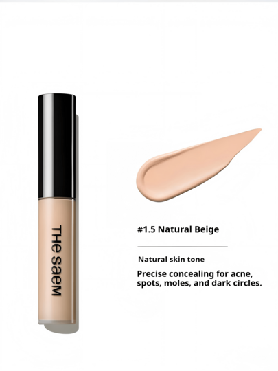 The Saem Liquid Concealer dengan Daya Tutup Tinggi, Menutupi Lingkaran Hitam, Bintik-bintik, Jerawat, Riasan Pencerah dan Kontur Multifungsi, Tersedia dalam Berbagai Warna