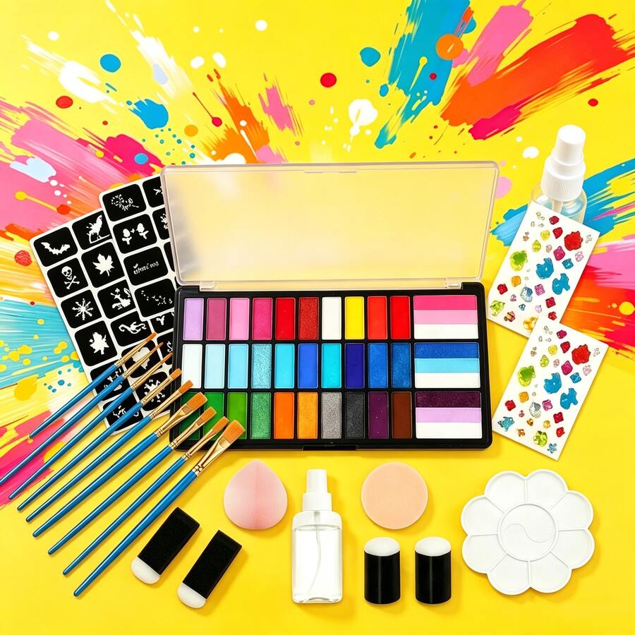 33 Colors High Saturation Watercolor Paint Set Suitable For Rainbow Carnival, Halloween, Christmas, Holiday Party, Carnival, Party Gathering, Learning Supplies, Office Supplies - Sets - View 1