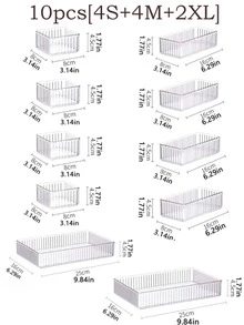 10/7/6/5/1pc Drawer/Desktop Cosmetic Storage Box, PET Material, Suitable For Organizing Office Supplies, Hair Accessories, Cosmetics, Beauty Products, Tableware, Daily Necessities, Jewelry, Home Decor And Bathroom Supplies - Clear - View 18
